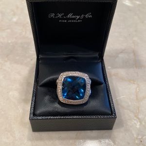 20M Blue Topaz and Diamond Alibon Ring